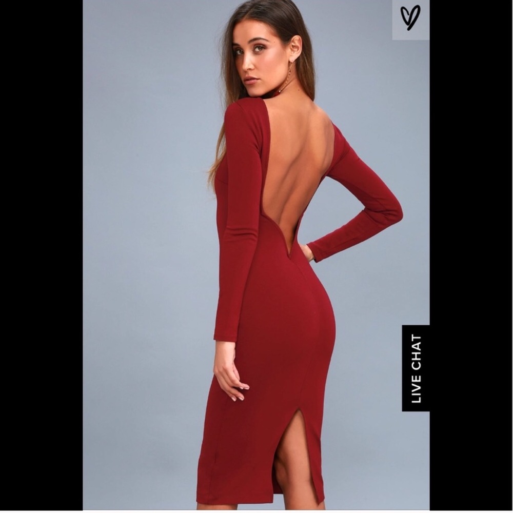 Va va voom backless wine red midi dress